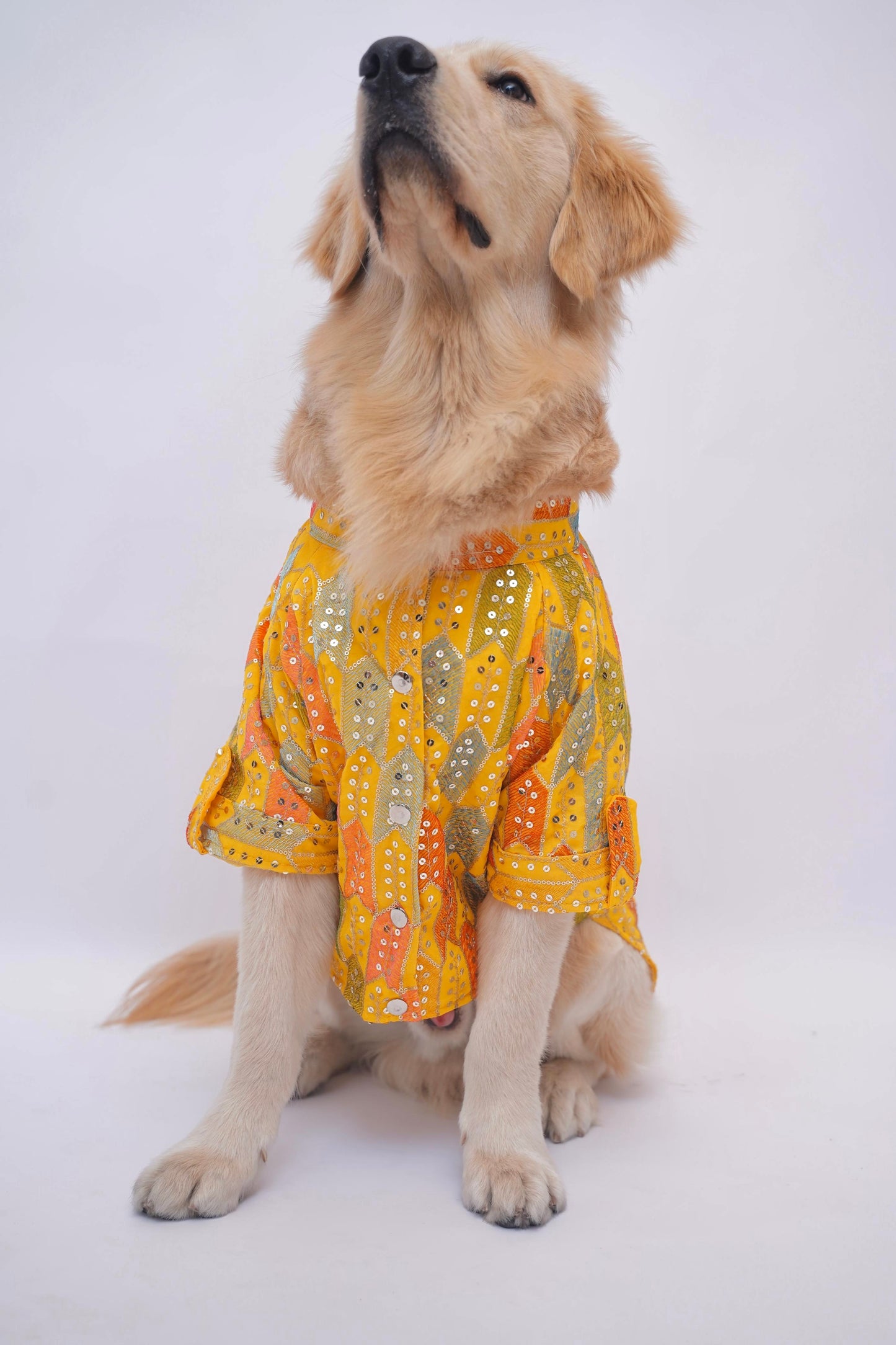 Yellow Block Sequins Sherwani