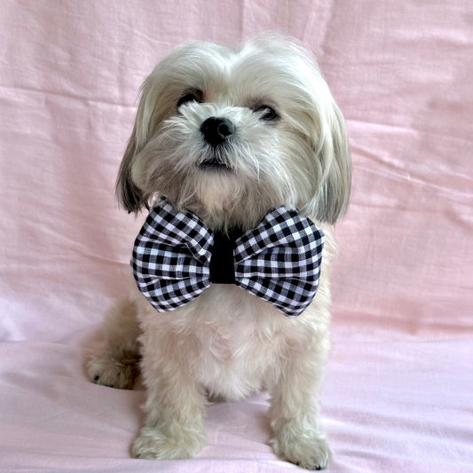 BLACK PLAID BOW furrvanity