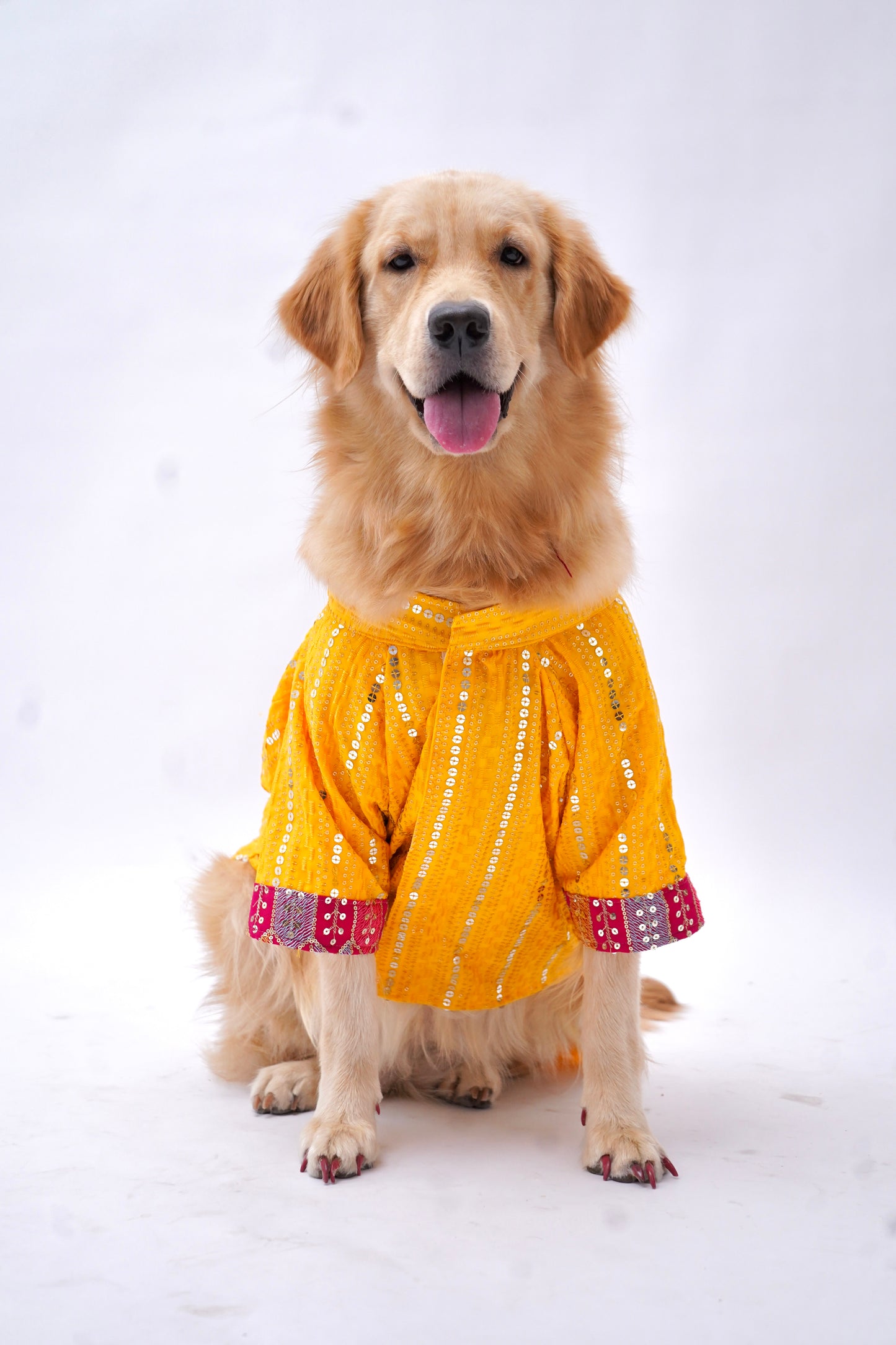 2 in 1 Yellow kurta with pink bandhgala