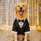 Black Sequins Tuxedo Shirt