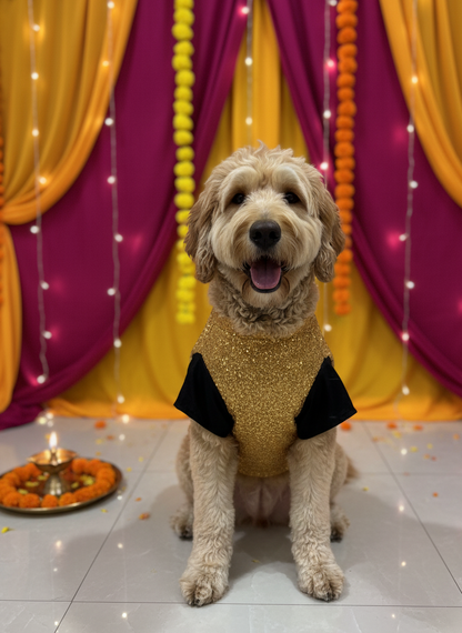 Golden bandhgala with black silk kurta