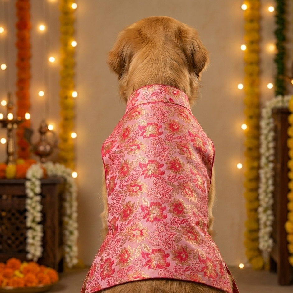 Orange brocade bandhgala