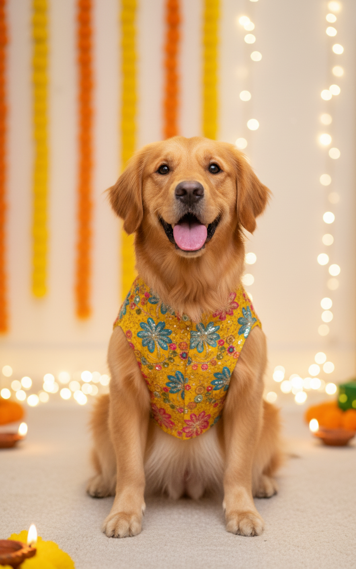Floral yellow jashn bandhgala