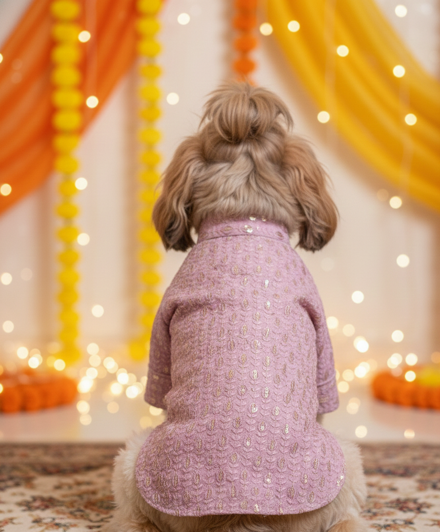 Lilac chikankari sherwani
