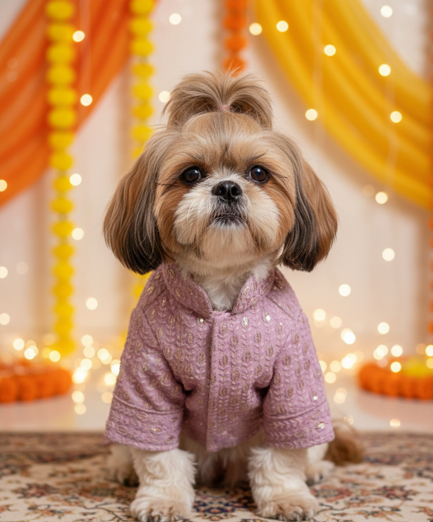Lilac chikankari sherwani
