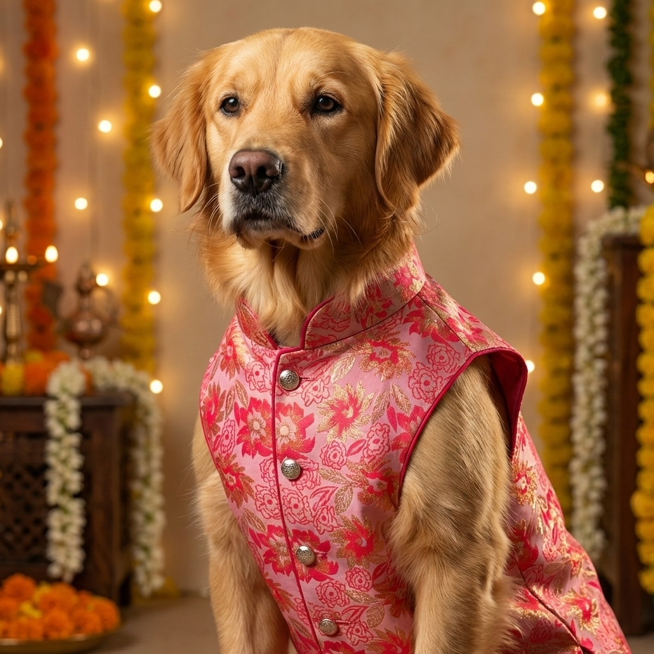 Orange brocade bandhgala