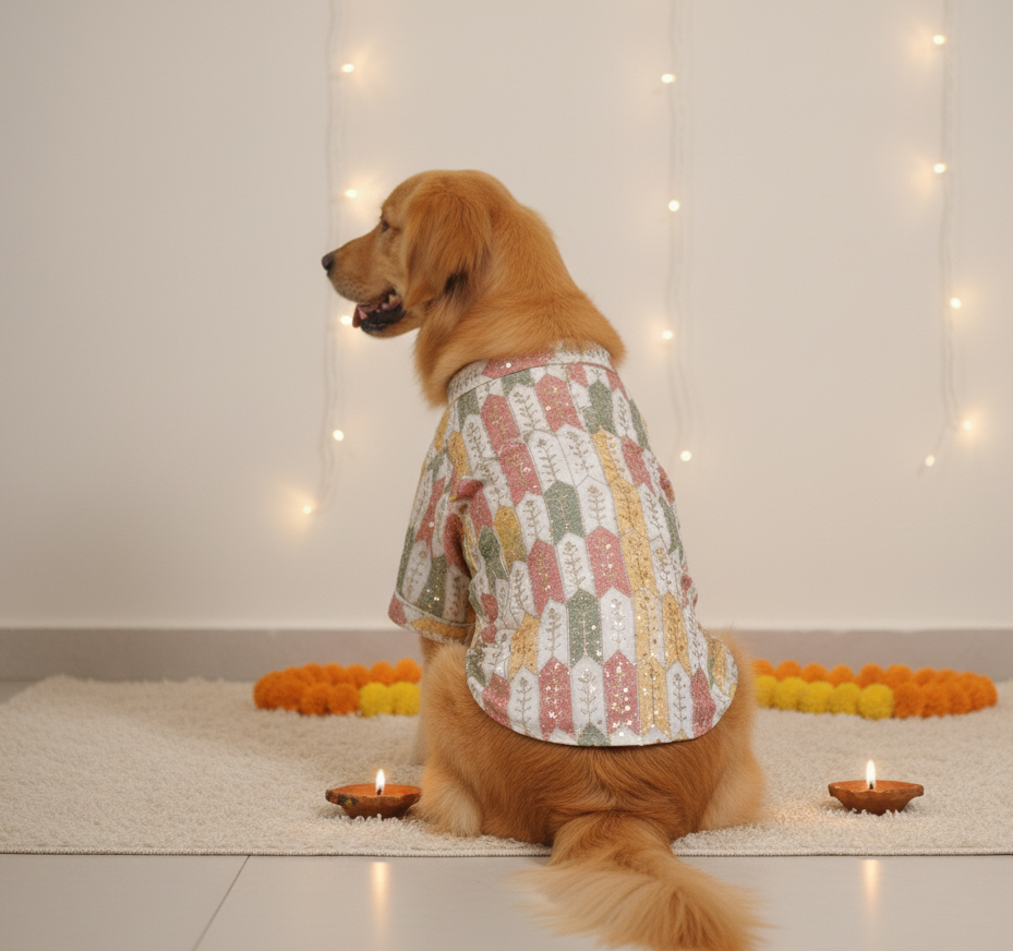 White block sequins sherwani