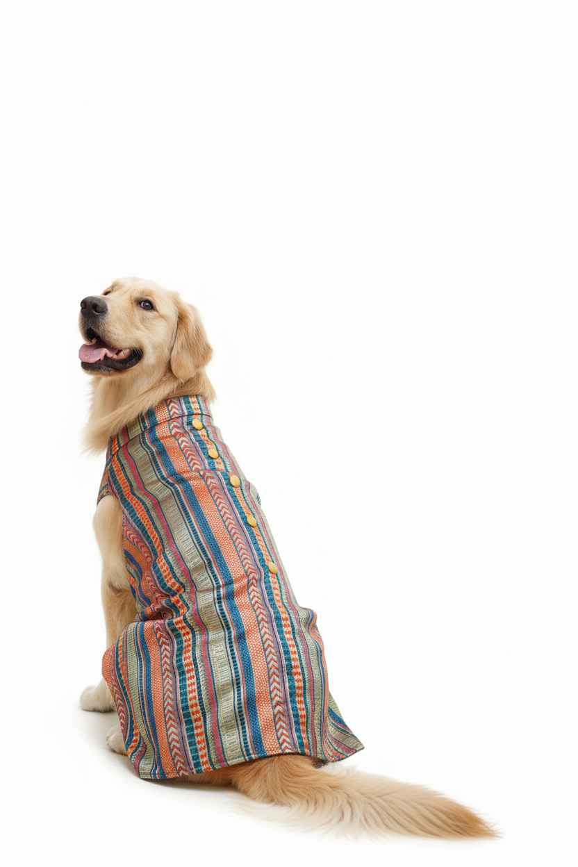 Blue brocade bandhgala