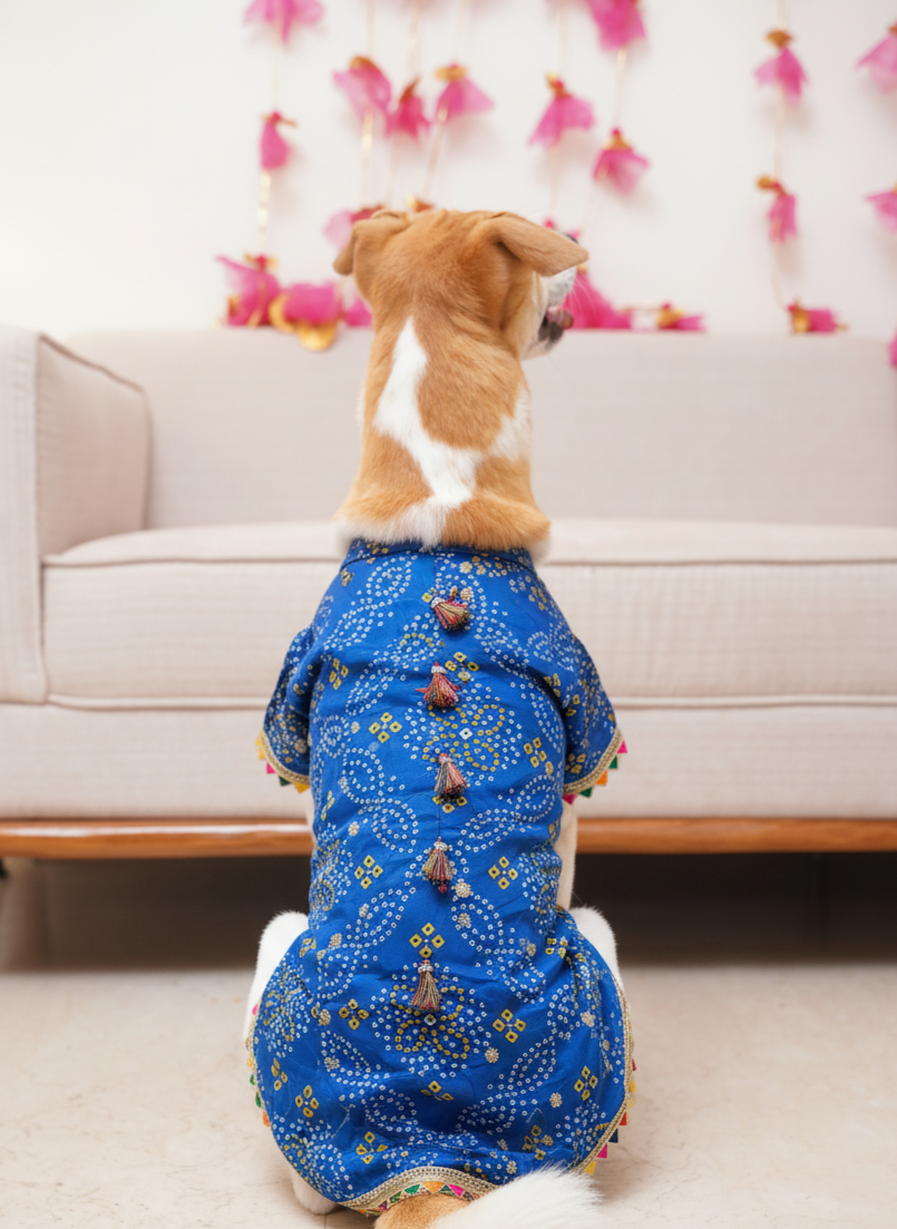 Blue bandhani kurta