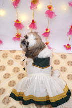 Green White Tie On Dress