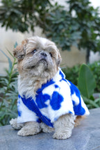 Blue white fur hoodie