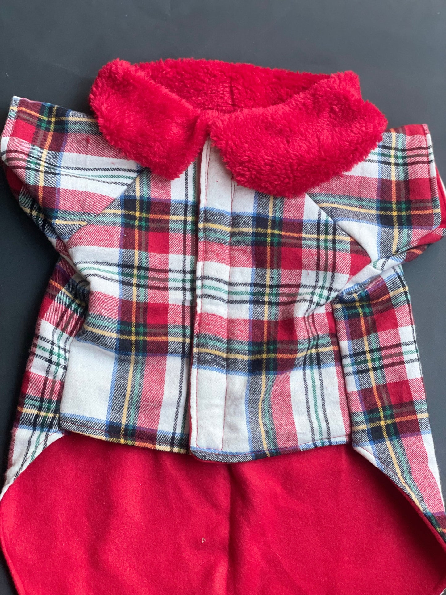 Red plaid fleece coat