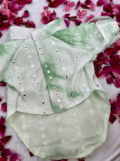 Pastel green mirror chanderi kurta