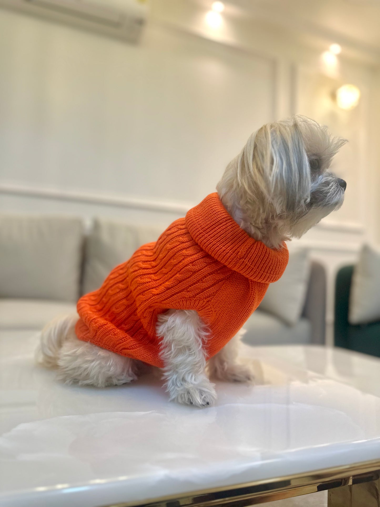 Tangerine cable knit sweater