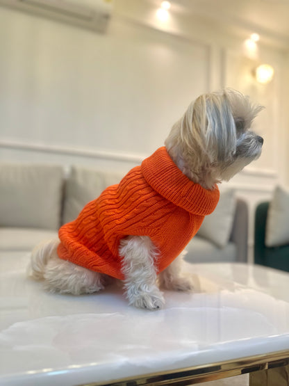 Tangerine cable knit sweater