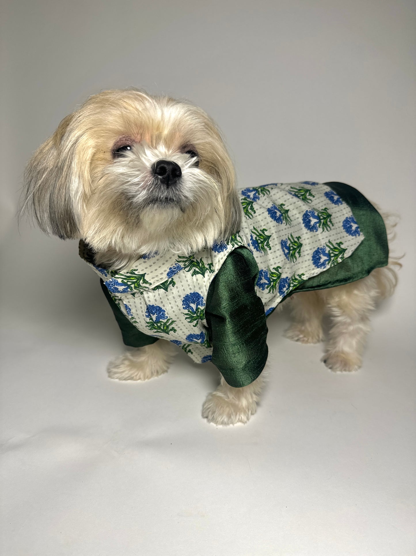 Indira cotton bandhgala with Green cotton silk kurta