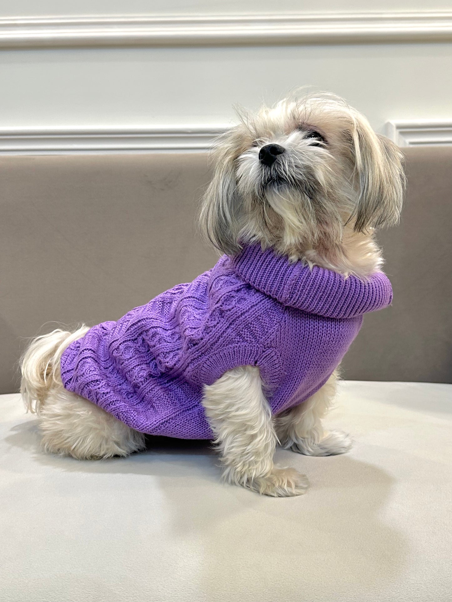 Lavender cable knit sweater