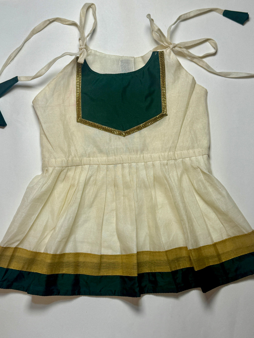 Green White Tie On Dress