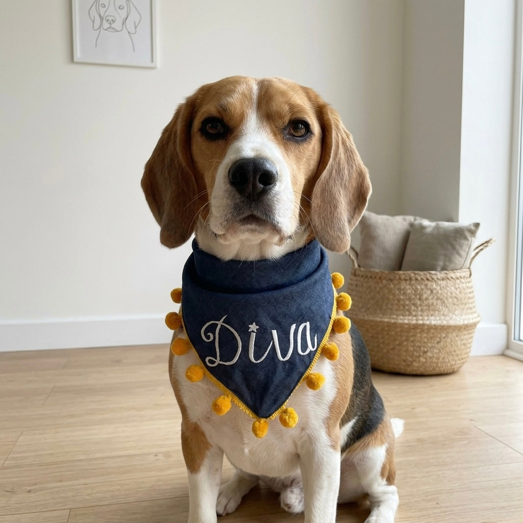 Denim lace bandana with name