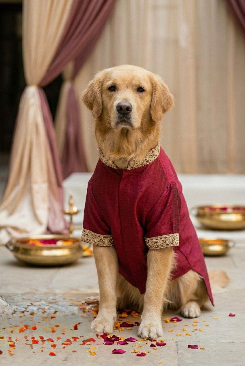 Maroon silk kurta