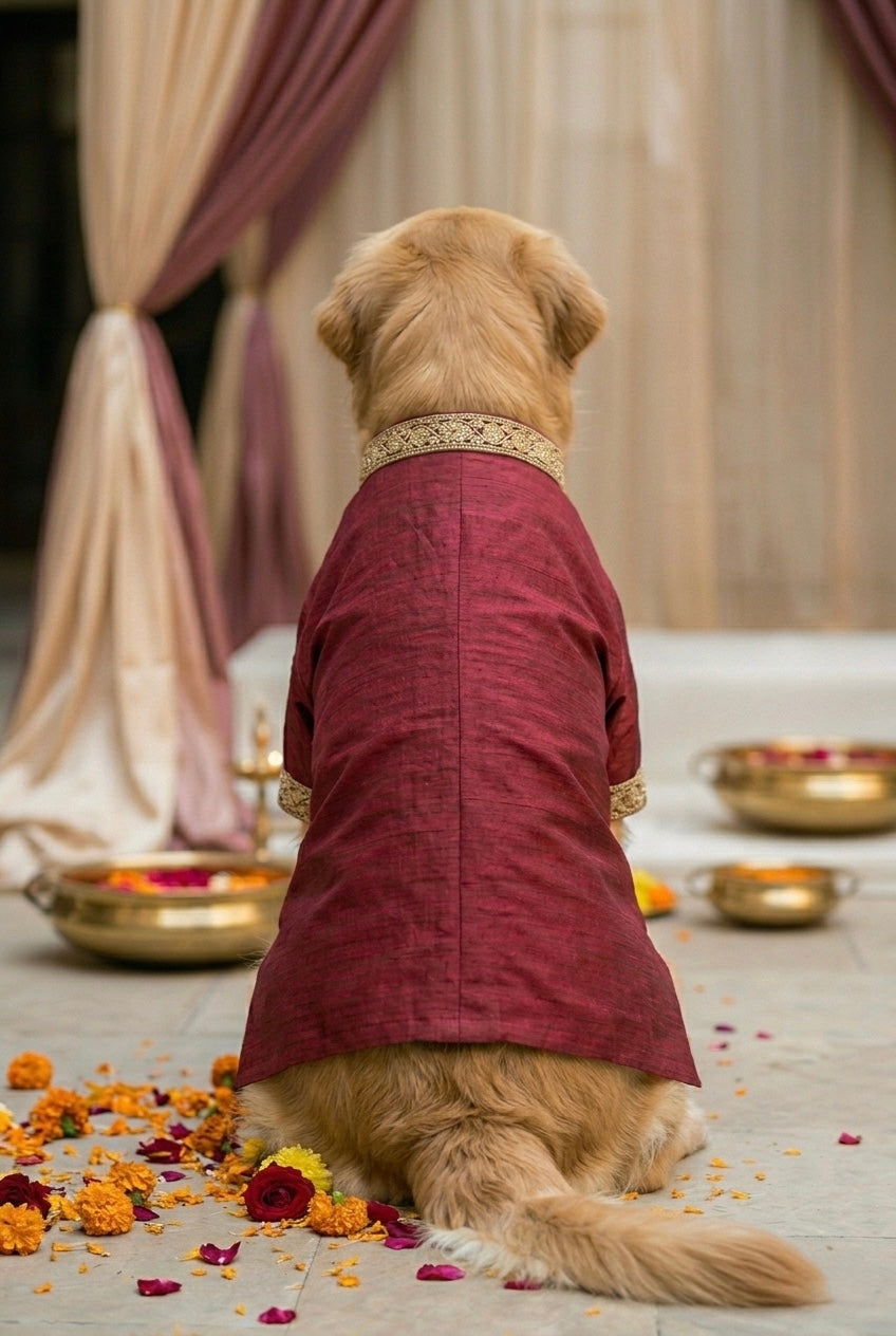 Maroon silk kurta