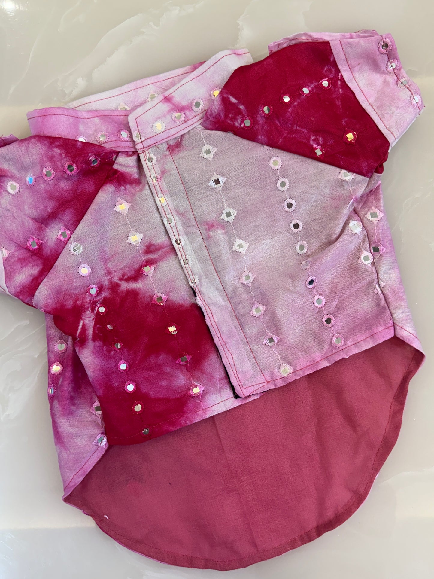 Pink mirror chanderi kurta