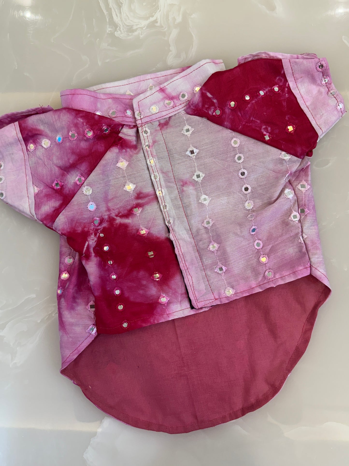 Pink mirror chanderi kurta