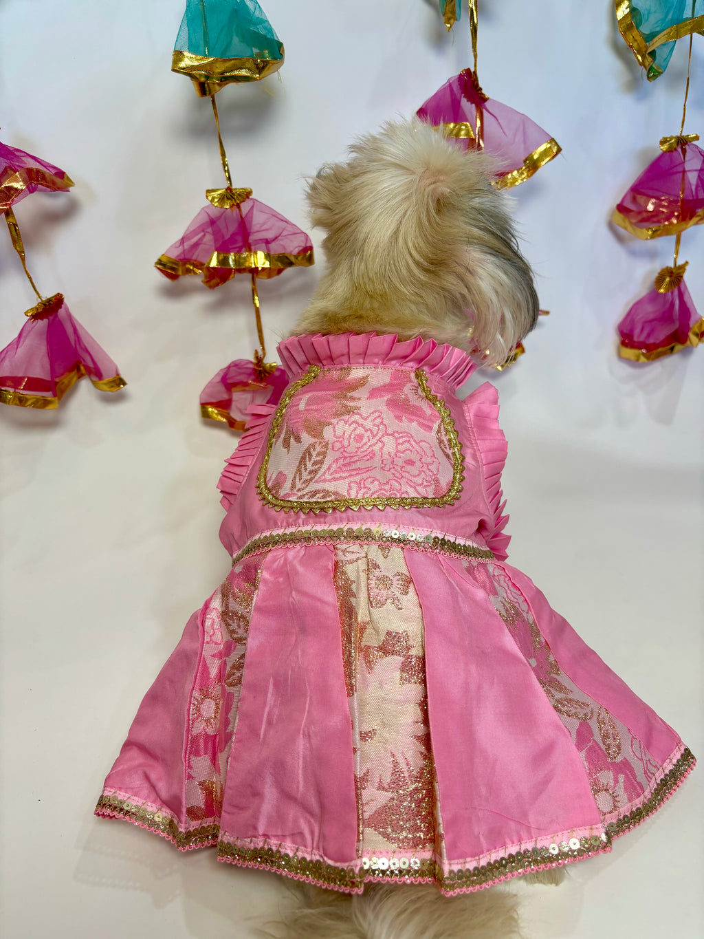 Pink brocade anarkali
