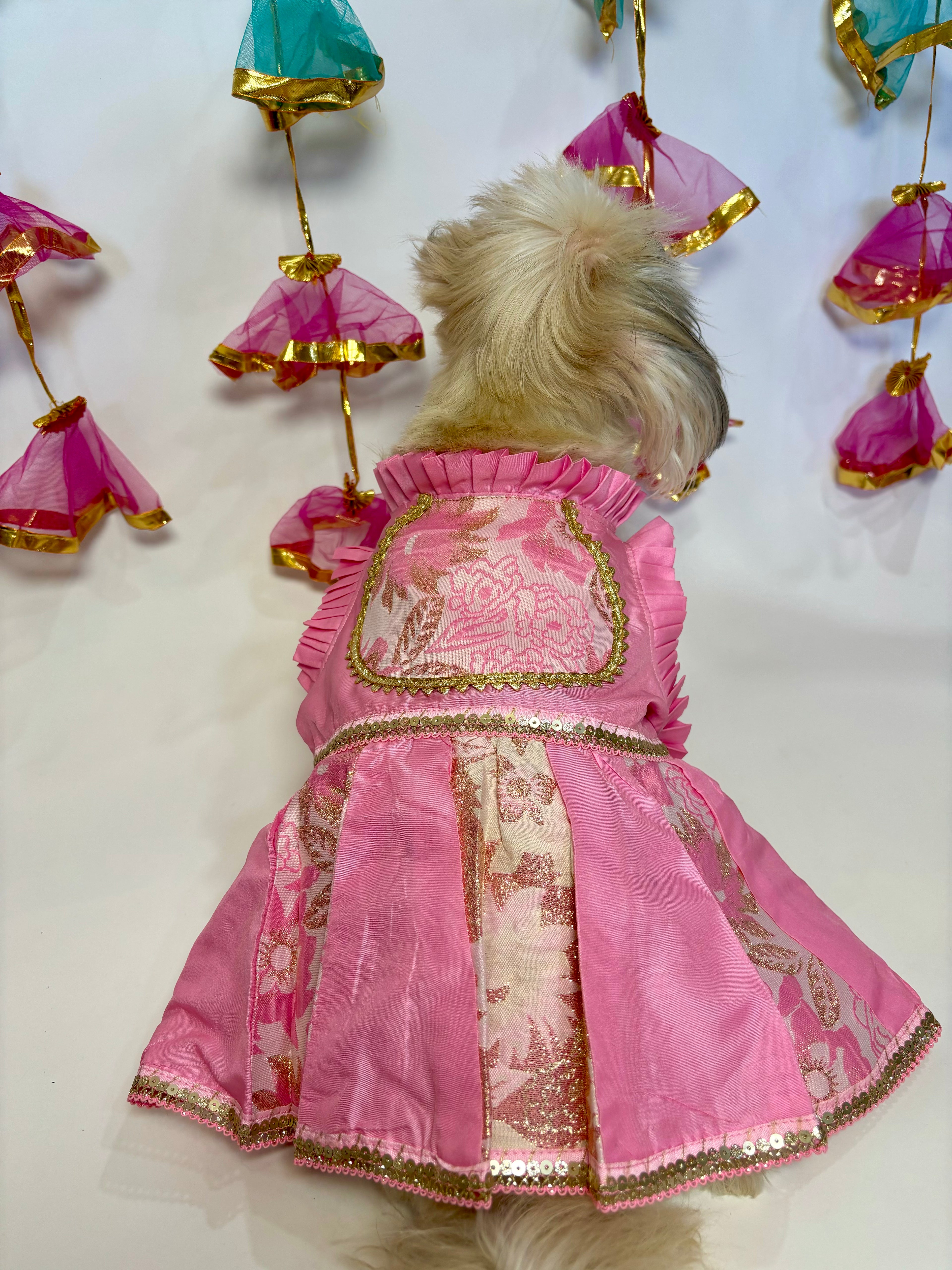 Pink brocade anarkali