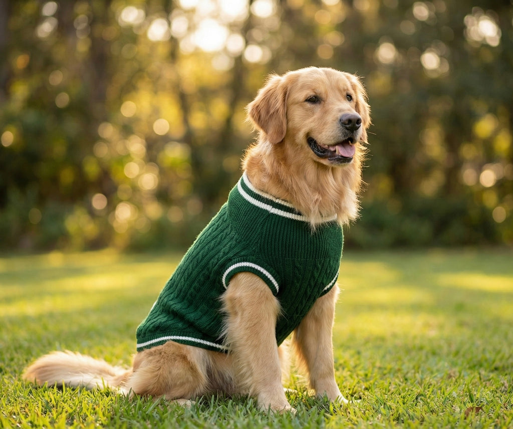Dark green cable knit sweater
