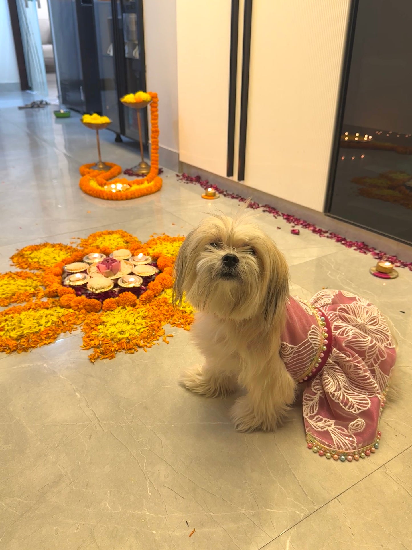 Pink floral lehenga choli