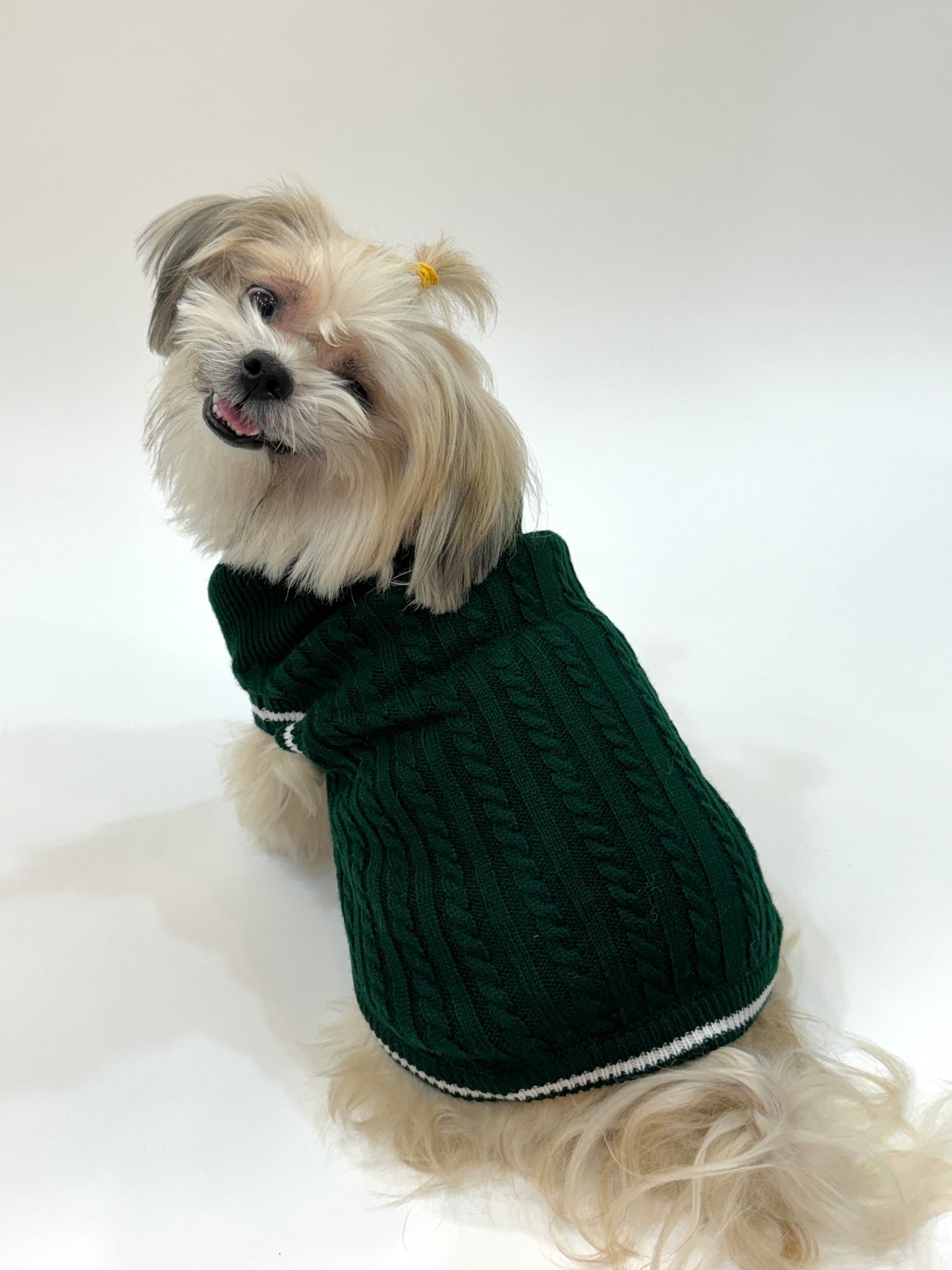 Dark green cable knit sweater