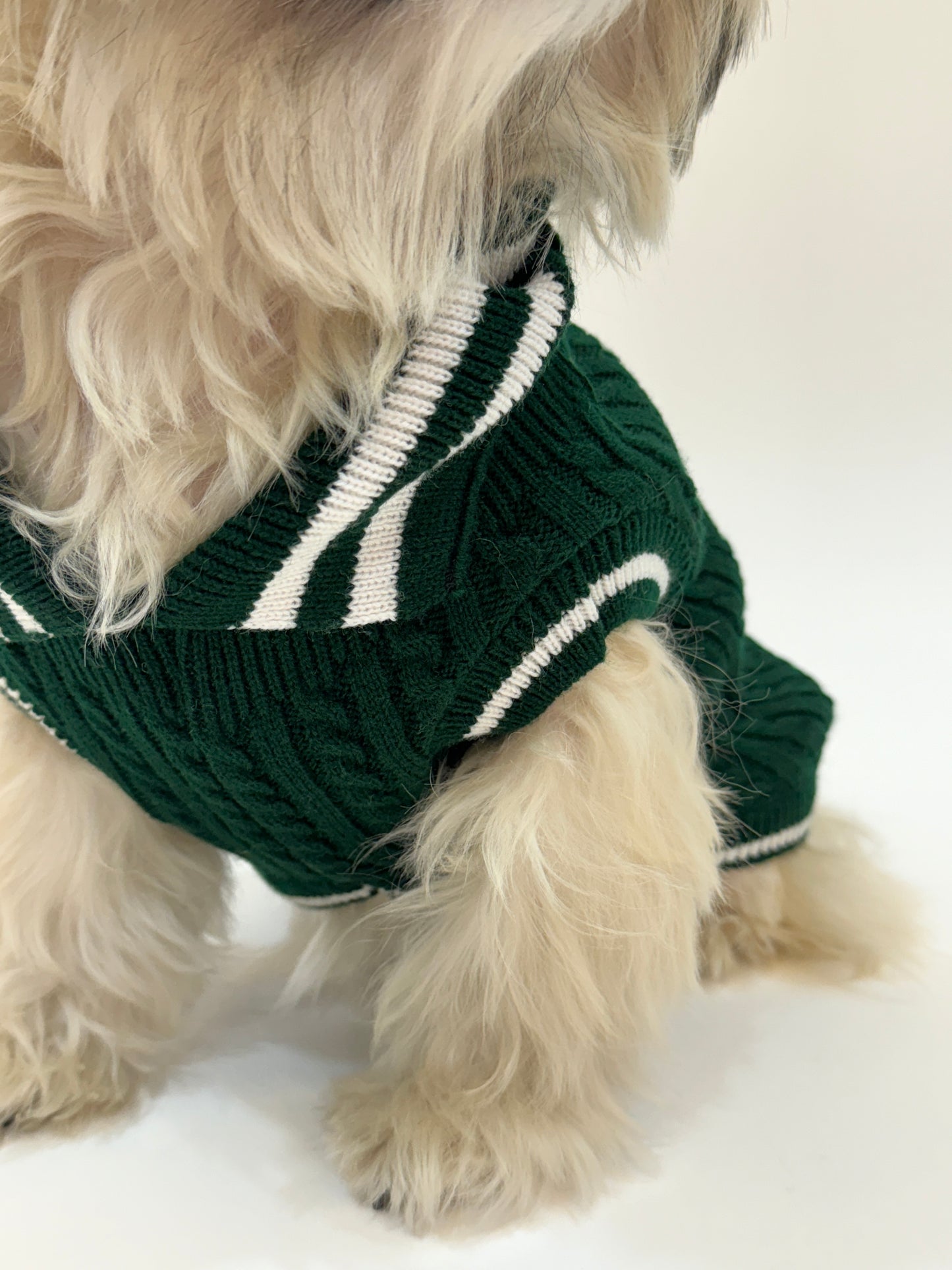 Dark green cable knit sweater