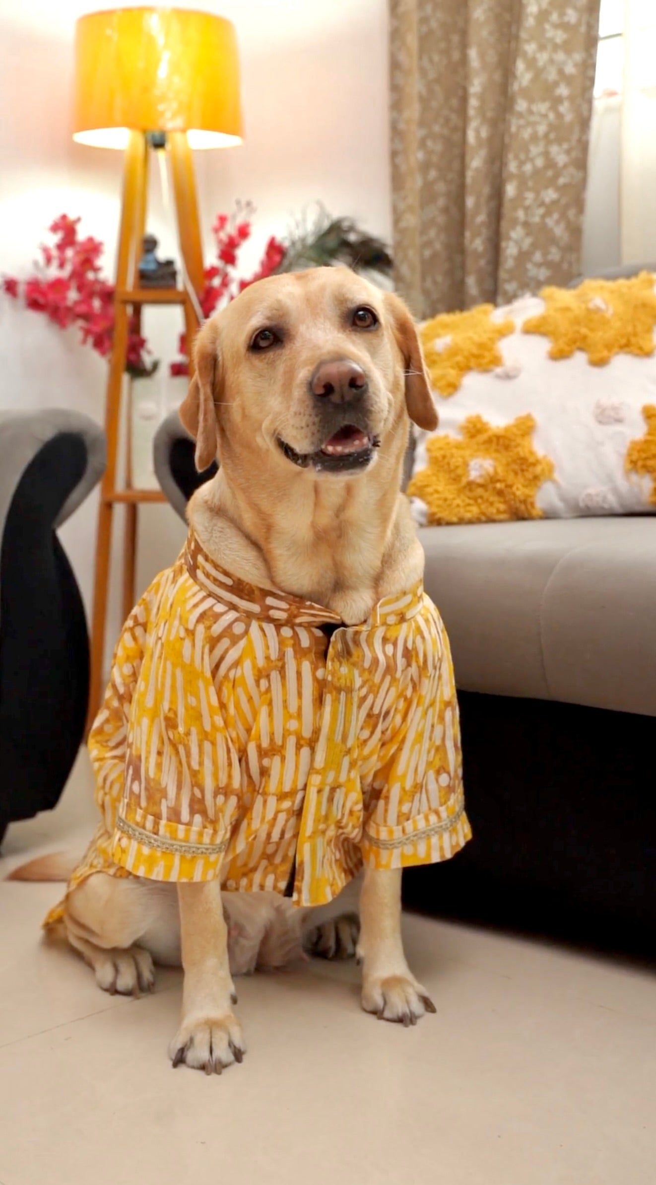 Yellow Batik Cotton Kurta