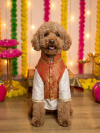 Lal-Shada Pujo Brocade Kurta Set