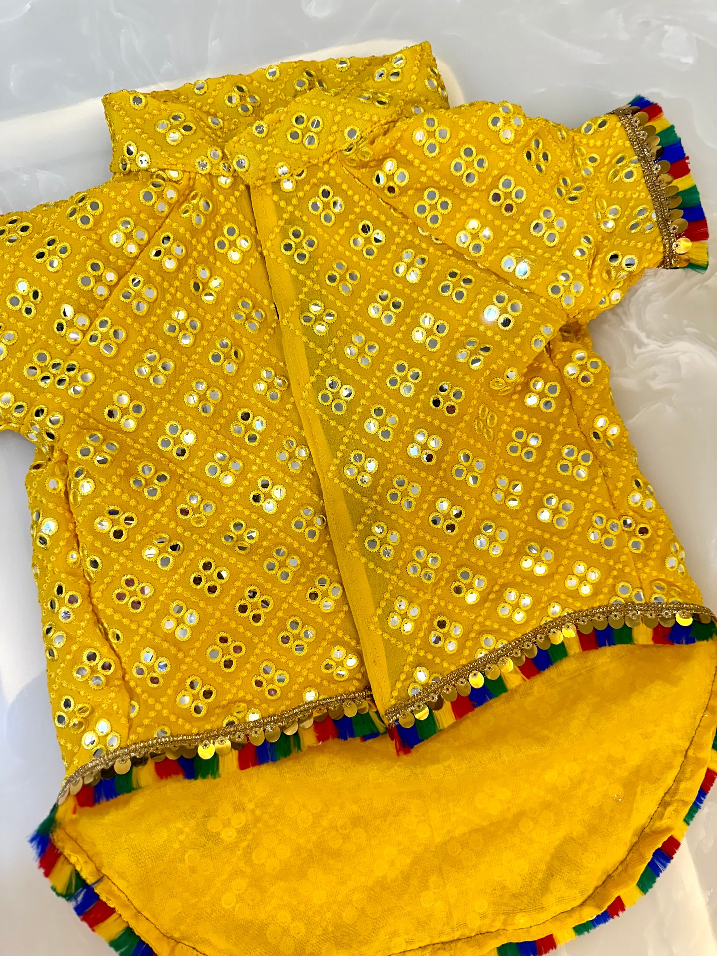 Yellow Mirror work sherwani